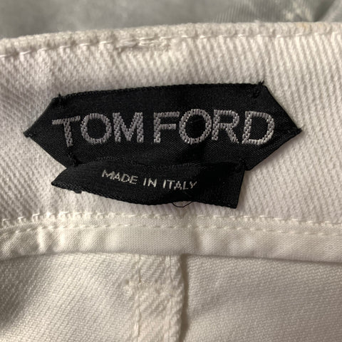 TOM FORD Size 32 Silver Cotton & Elastane Metallic Zip Fly Jeans