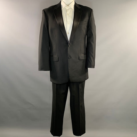 CALVIN KLEIN Chest Size 42 Black Wool Notch Lapel 36 32 Tuxedo