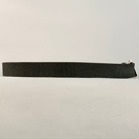 PRADA Size 38 Black Silver Logo Canvas Box Buckle Belt