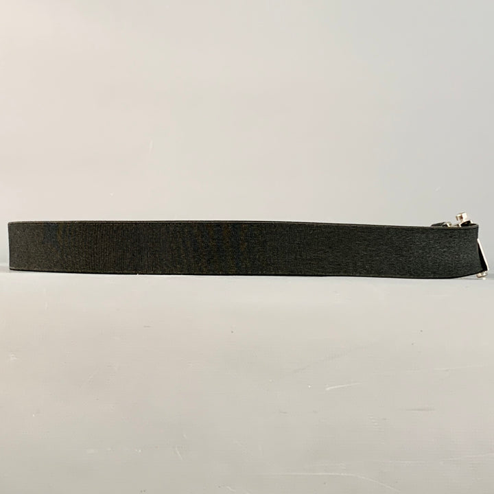 PRADA Size 38 Black Silver Logo Canvas Box Buckle Belt