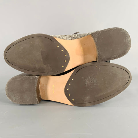 LOUISE ET CIE Size 8.5 Grey Wool Blend Tweed Leather Trim Lace-Up Shoes