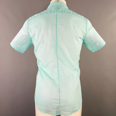 DRIES VAN NOTEN Size XS Blue Turquoise One Pocket Short Sleeve Shirt
