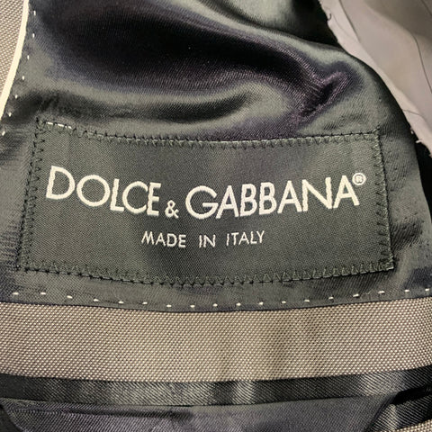 DOLCE & GABBANA Size 38 Grey Cotton Silk Peak Lapel Single Button Sport Coat