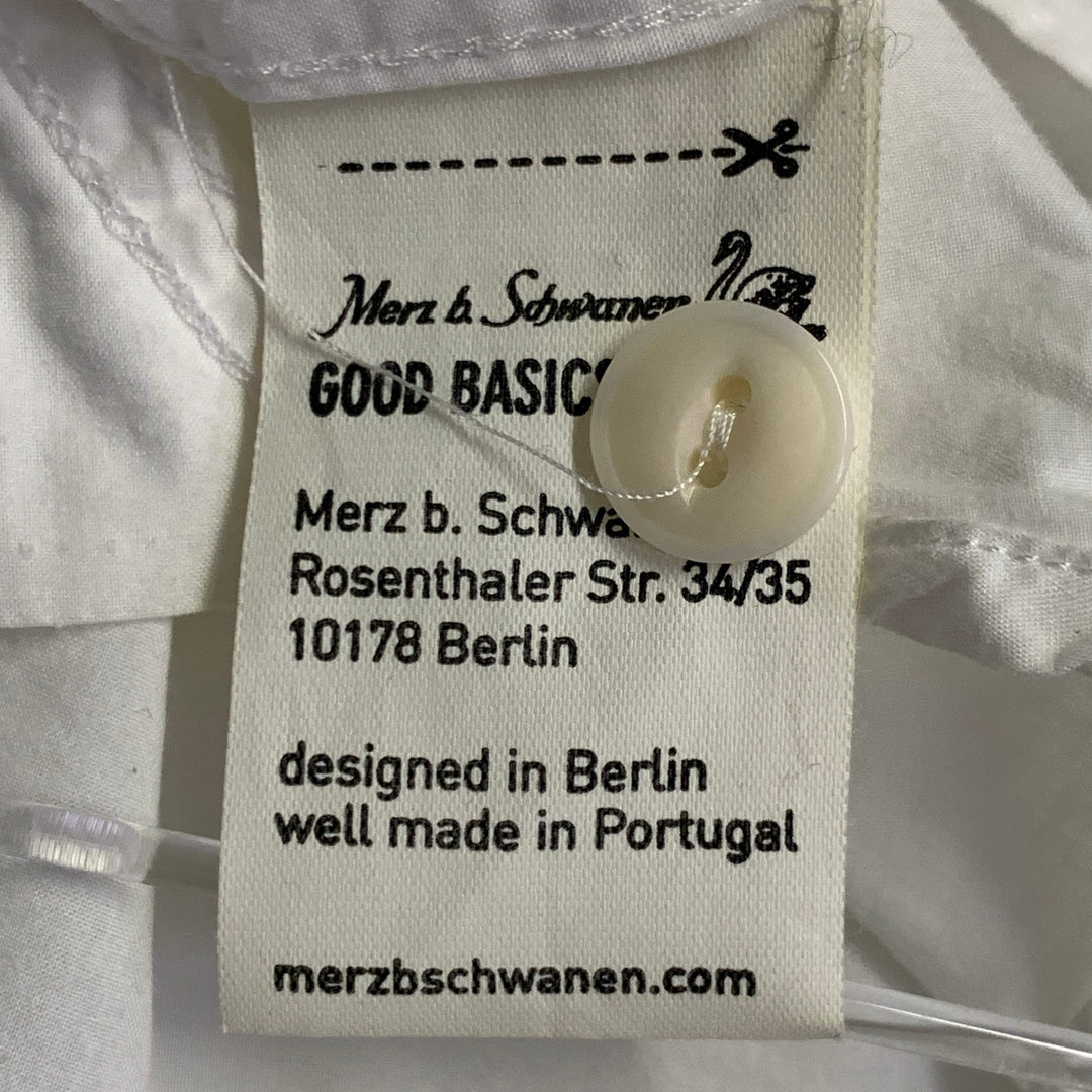MERZ B. SCHWANEN GOOD BASICS Size XL White Cotton One Pocket Relaxed Fit Long Sleeve Shirt