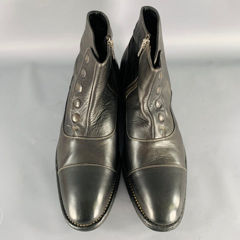 CALZOLERIA HARRIS Size 10 Black Leather Side Zipper Boots