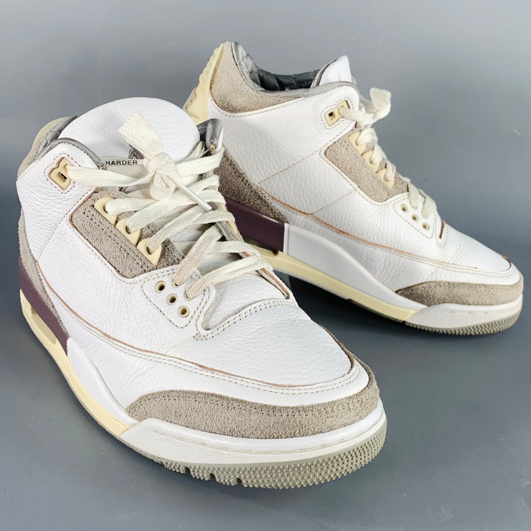 NIKE AIR Size 7.5 Jordan 3 Retro A Ma Maniere White Grey Leather Sneakers