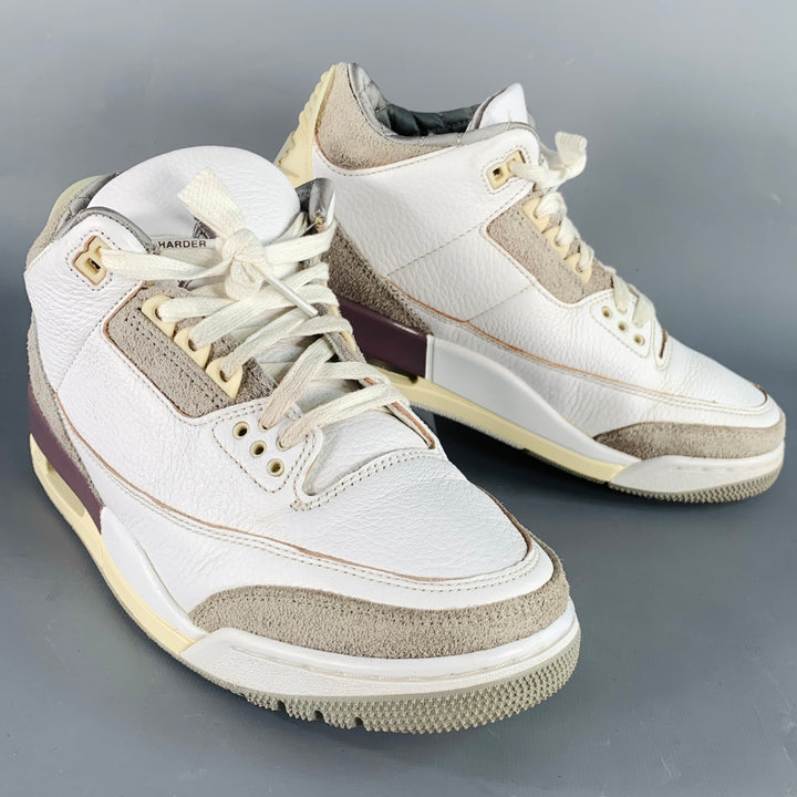 NIKE AIR Size 7.5 Jordan 3 Retro A Ma Maniere White Grey Leather Sneakers