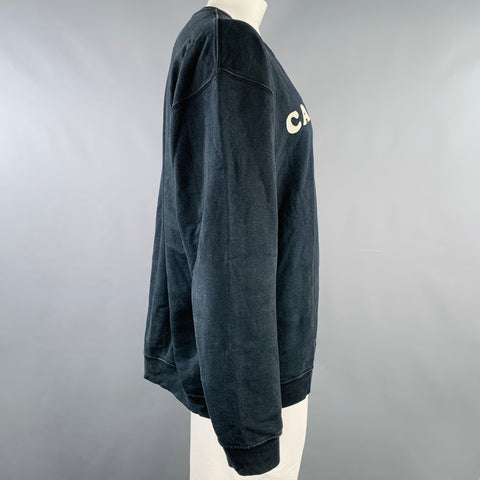 CAMP HIGH COLLECTIVE Size XXL Black Cream Logo Print Crew Neck Sweatshirt