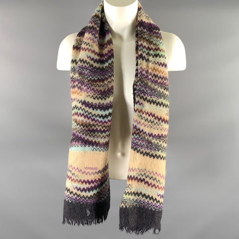 MISSONI Purple Tan Chevron Wool Blend Scarves & Shawls