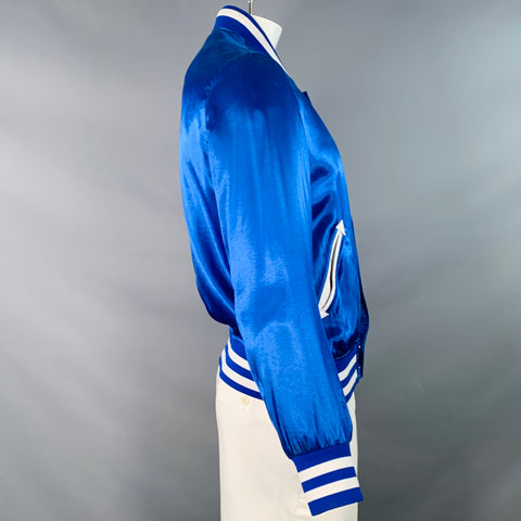 SHIPLEY and HALMOS Size L Blue White Contrast Trim Snaps Varsity Jacket