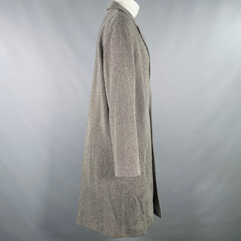 IRO AW16  Size 40 Gerwolf Black White Herringbone Wool Blend Notch Lapel Coat