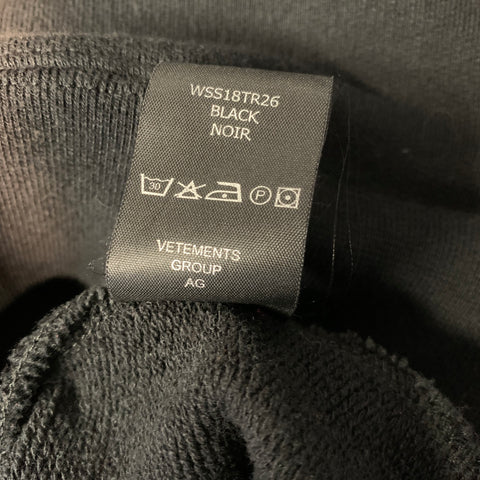 VETEMENTS S/S2018 Size M Black Distressed Hooded Sweater Womens