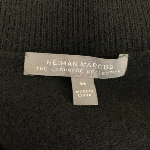 NEIMAN MARCUS Size M Black Cashmere Embellishment Zip Up Cardigan