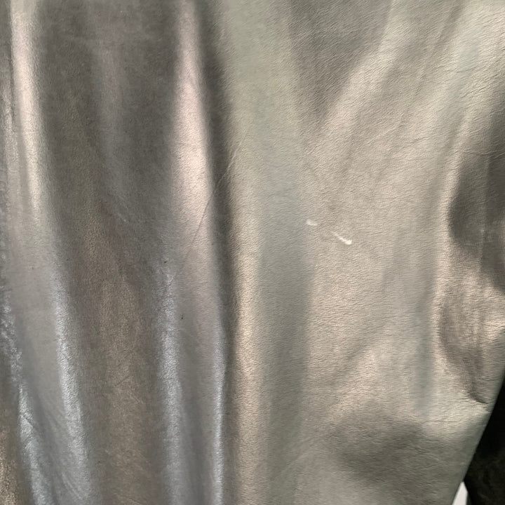 PRADA Size M Black Leather Zip Up Bomber Jacket