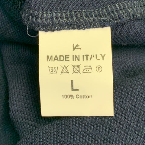ISAIA Size L Navy Cotton Pique Half Placket Polo