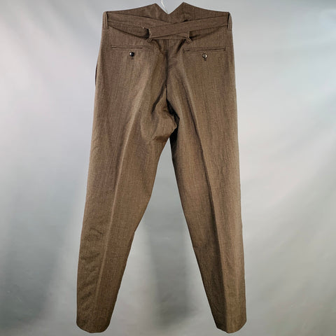 VISVIM Size M Hakama Brown Wool Linen Pleated Belted Dress Pants