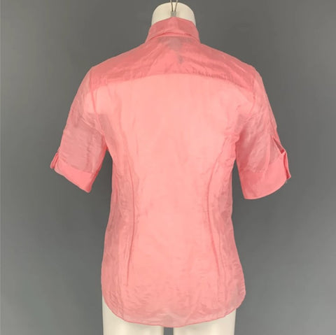 RALPH LAUREN Size 8 Pink Ruffled Short Sleeve Blouse