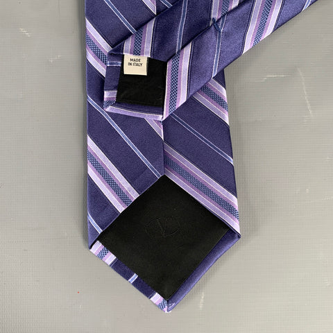 VALENTINO Indigo Purple Mixed Pattern Silk Tie