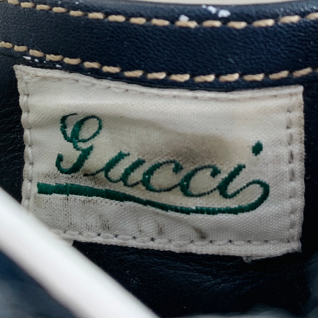 GUCCI Size 11 Guccissima Navy Embossed Leather Sneakers