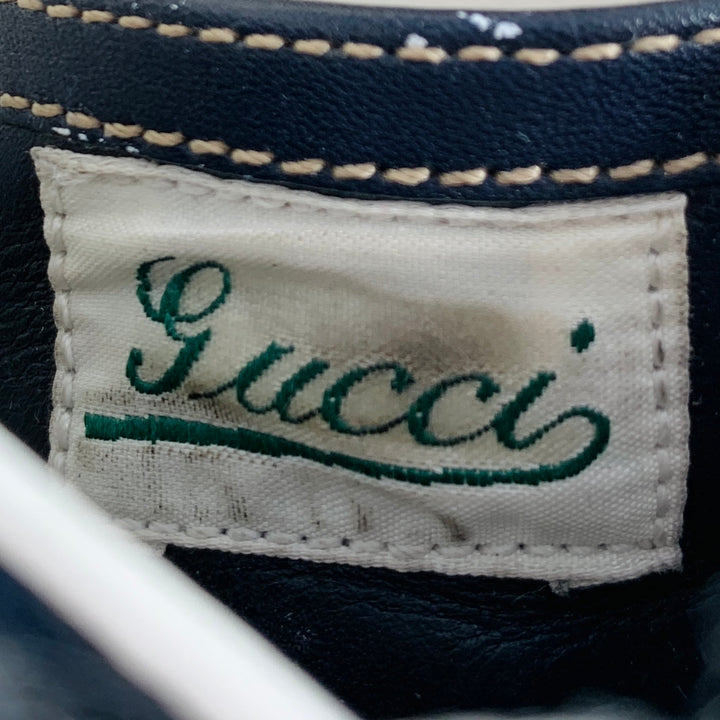 GUCCI Size 11 Guccissima Navy Embossed Leather Sneakers
