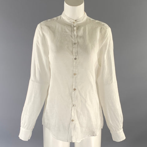 COVET Size M White Linen Blend Shirt