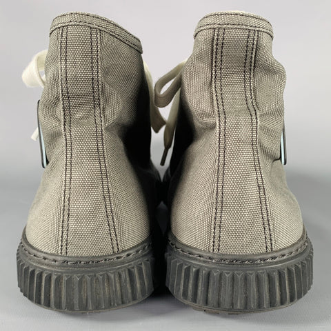 PRADA Size 11 Grey Black Canvas High Top Sneakers