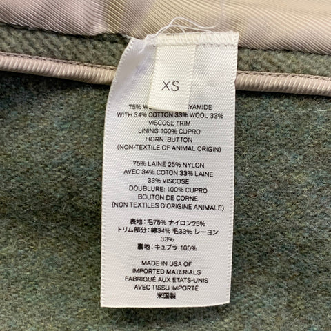 THE ROW Size XS Green Sage Wool Polyamide Twill Double Breasted Coat