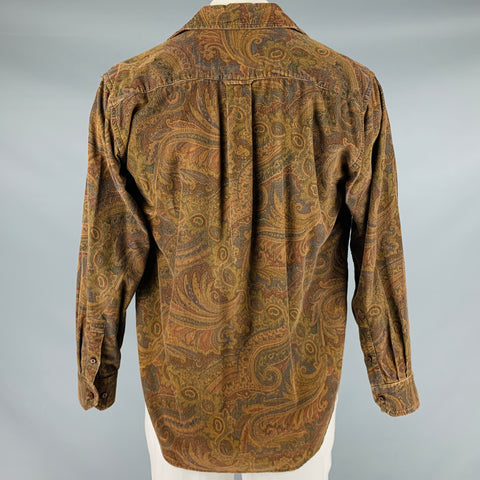 ROBERT GRAHAM Size L Brown Paisley Cotton Corduroy Button Down Long Sleeve Shirt