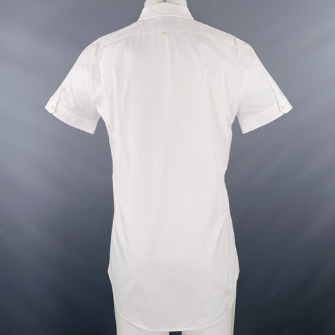 Chemise homme DSQUARED2, taille M, broderie blanc marine, manches courtes, en coton
