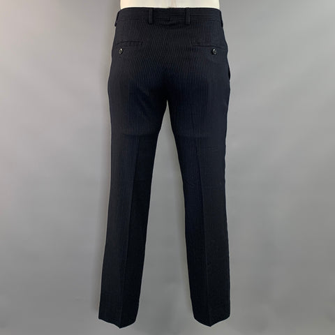EMPORIO ARMANI Chest Size 40 Navy White Pinstripe Wool Blend 34 30 Suit