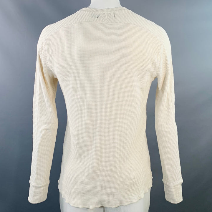 RRL by RALPH LAUREN Size L Cream Waffle Knit Cotton Crew Neck Pullover