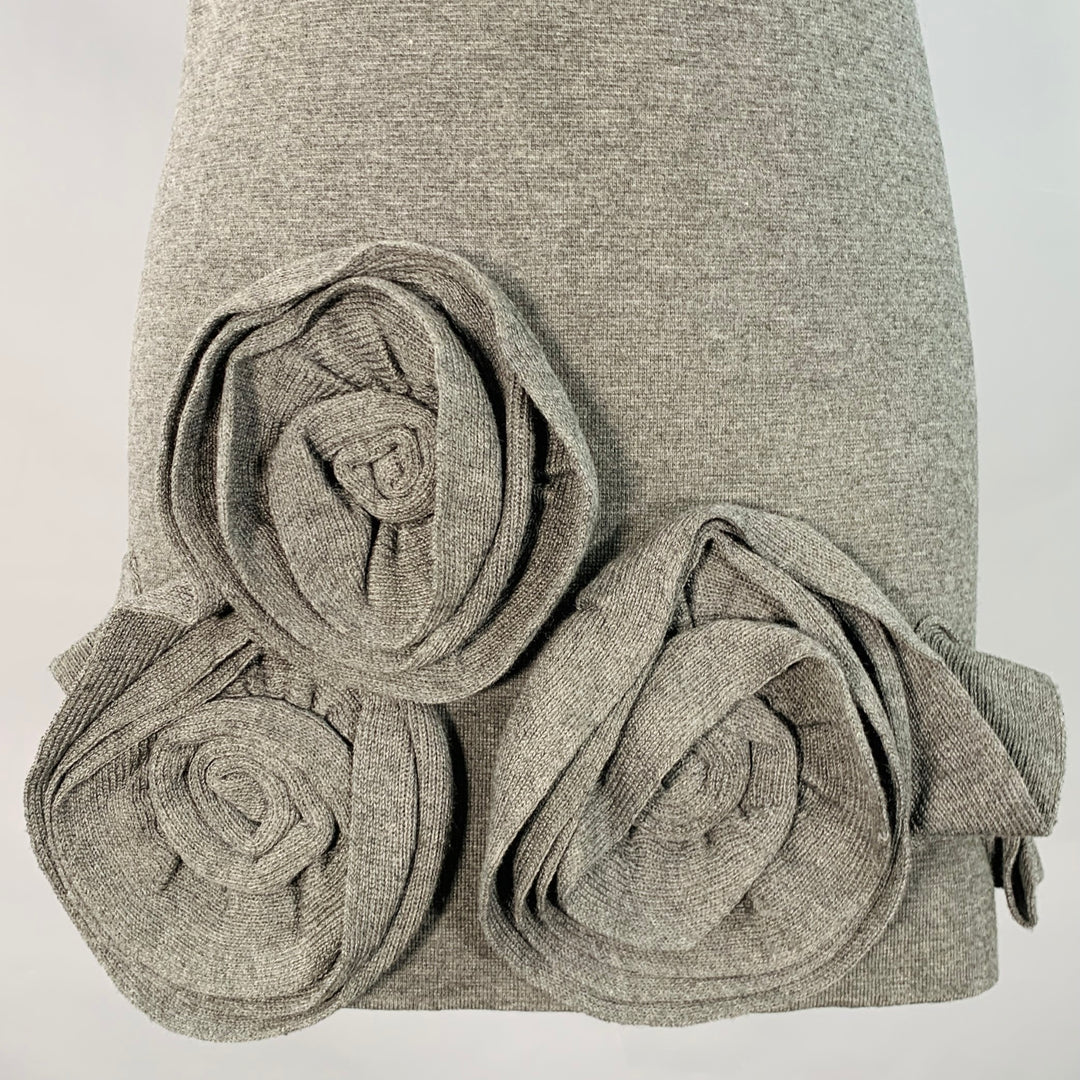 RED VALENTINO Size S Grey Wool Blend Sleeveless Rosette Appliques Dress