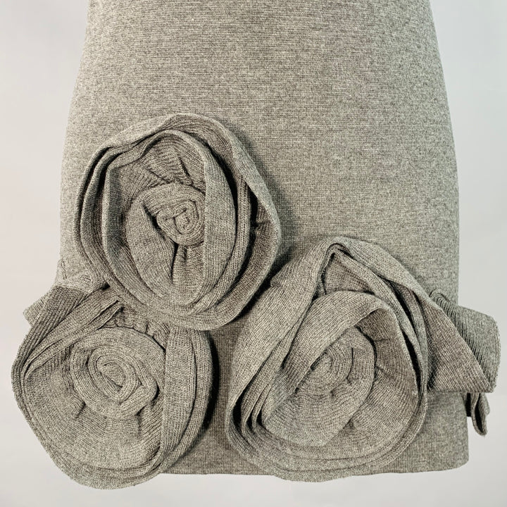 RED VALENTINO Size S Grey Wool Blend Sleeveless Rosette Appliques Dress