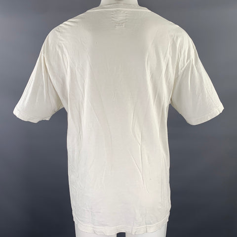 VISVIM Size L White Distressed Cotton Crew-Neck T-shirt