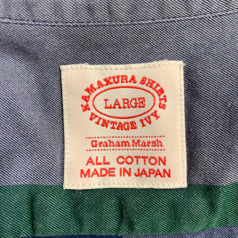 KAMAKURA SHIRTS Size L Multi Color Stripe Cotton One pocket Short Sleeve Shirt
