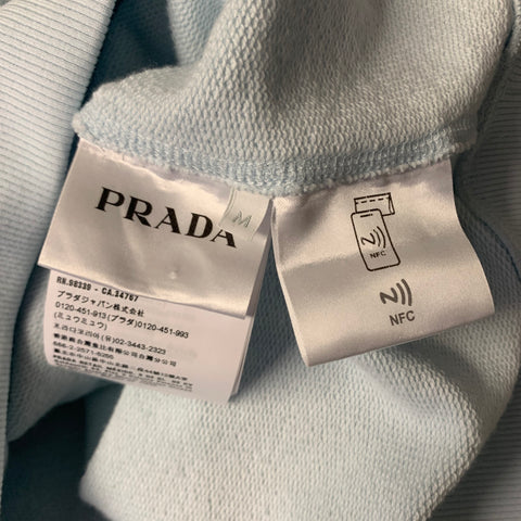 PRADA Size M Light Blue Cotton Hooded Sweatshirt