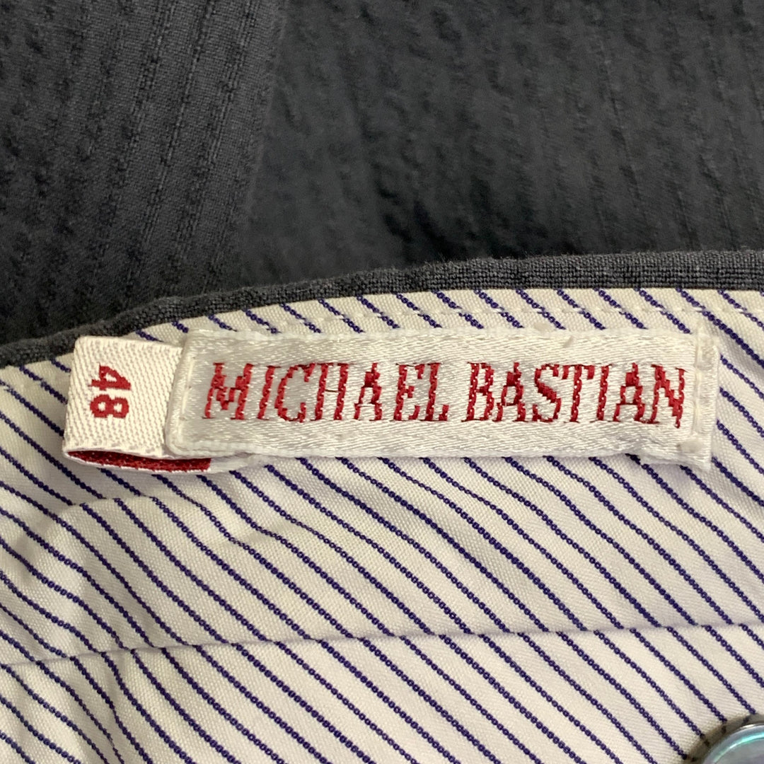 MICHAEL BASTIAN Size 32 Grey Seersucker Cotton Tapered Casual Pants