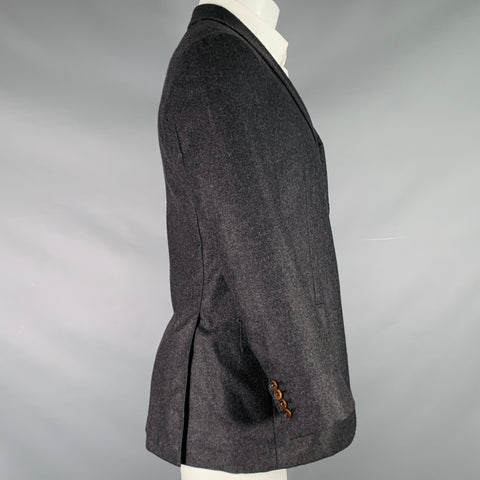 KITON Size 36 Heather Charcoal Grey Cashmere Notch Lapel Sport Coat