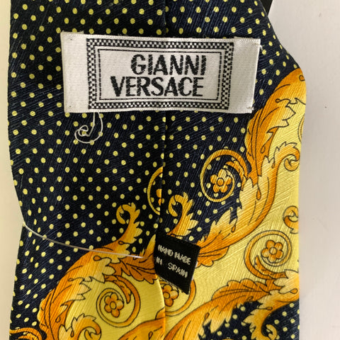 GIANNI VERSACE Black Yellow Silk Tie