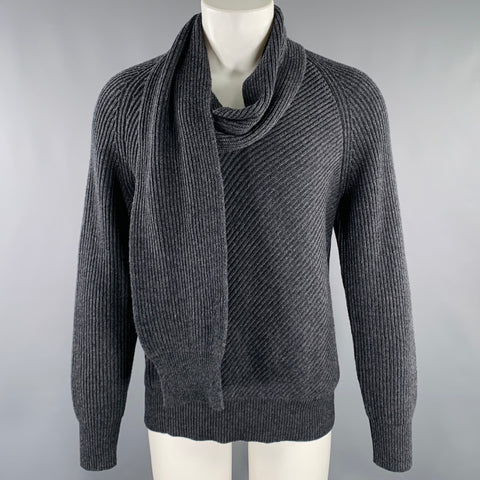 ALEXANDER MCQUEEN Pull en maille de laine grise à col en V Taille S