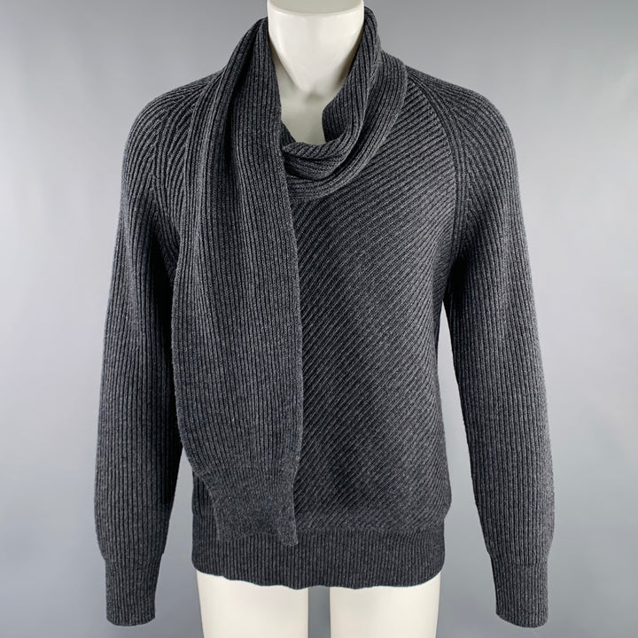 ALEXANDER MCQUEEN Size S Grey Knit Wool V-Neck Sweater