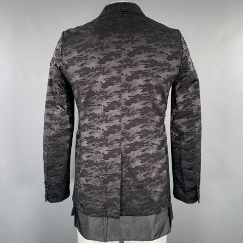COMME des GARCONS Size XL Black Jacquard Cotton Blend Camouflage Jacket