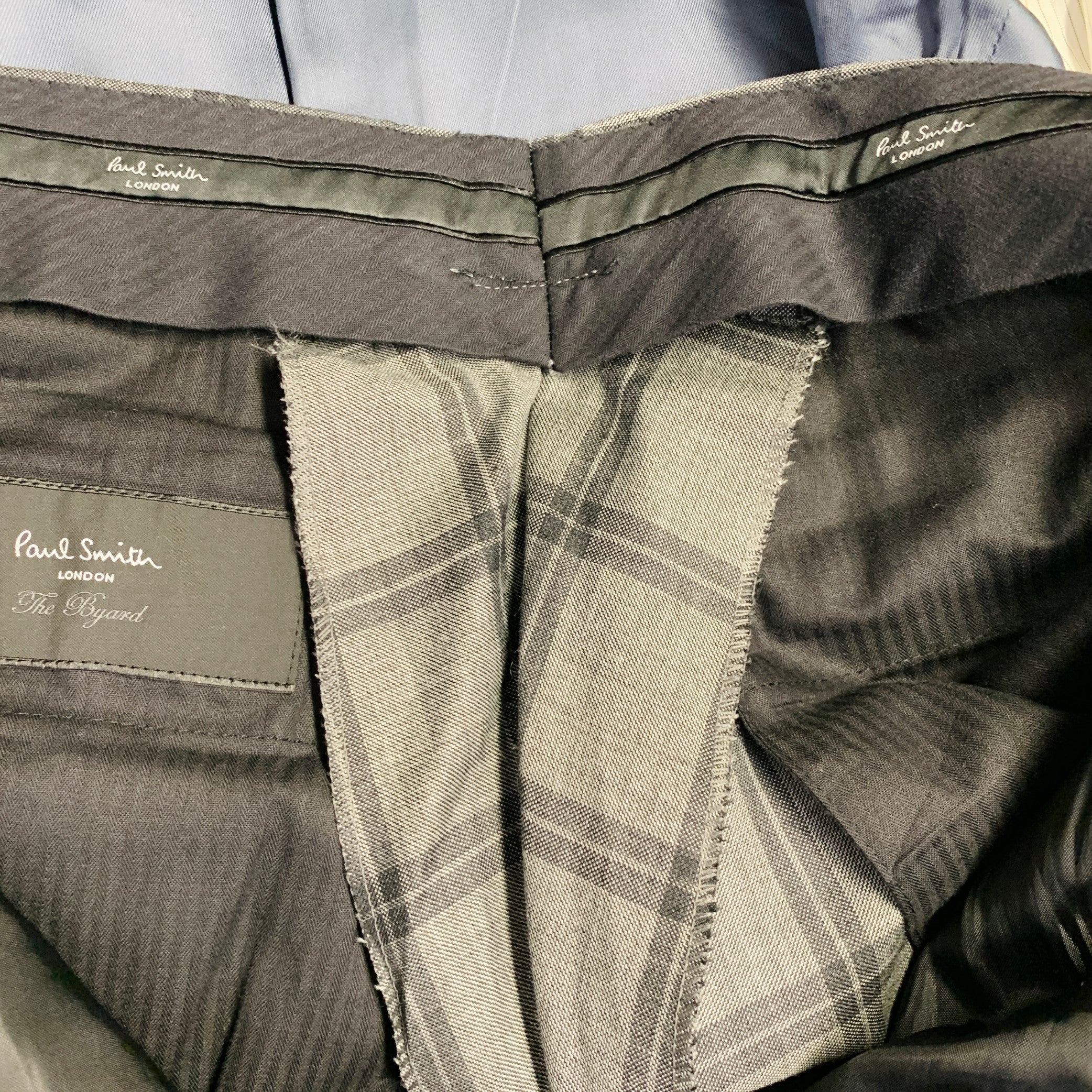 PAUL SMITH Size 42 The Byard Regular Grey Charcoal Checkered Wool