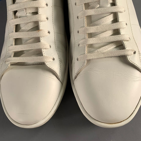 SAINT LAURENT Size 12 White Leather Low Top Sneakers