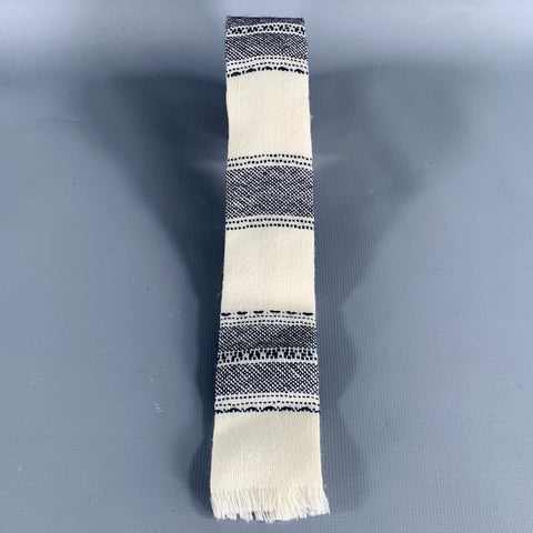 COMME des GARCONS HOMME PLUS Cream Navy Woven Wool Fringe Tie