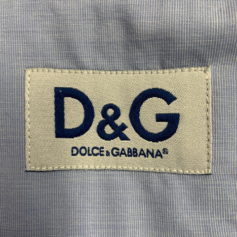 D&G by DOLCE & GABBANA Size 38 Blue One Pocket Long Sleeve Shirt