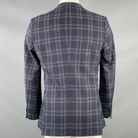 Veste Sport HUGO BOSS Taille 40 Carreaux Marine Blanc Mélange Laine Vierge
