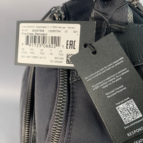 HUGO BOSS Black Nylon Leather Work Travel Backpack Bag