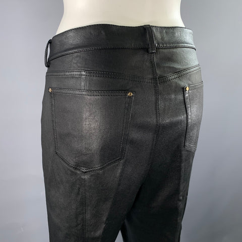 LAFAYETTE 148 Size 10 Black Leather Lambskin Pants