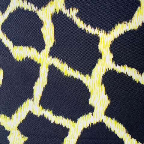 MSGM Size 6 Black Yellow Viscose Animal Print Tapered Zip Fly Dress Pants